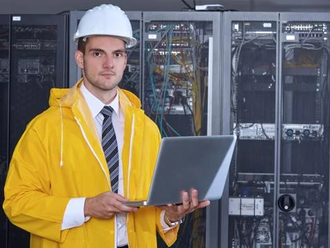 Modern datacenter server room Stock Photos