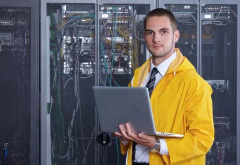 Modern datacenter server room Stock Photos