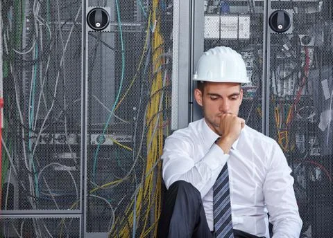 Modern datacenter server room Stock Photos
