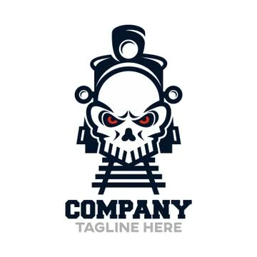 Modern death train and skull logo.Vector illustration. Stock Illustration