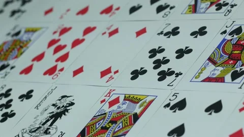 Modern deck of playing cards of cards for playing poker on the table Stock Footage 89545182