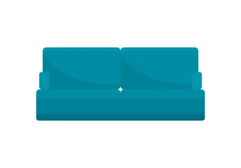 Modern decorative blue sofa icon in flat style 스톡 일러스트