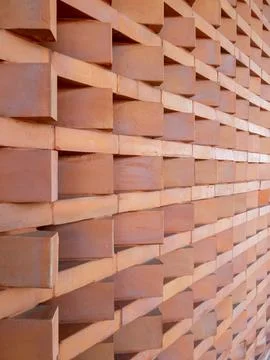 Modern Decorative Brick Wall Texture with Geometric Pattern Stock Photos