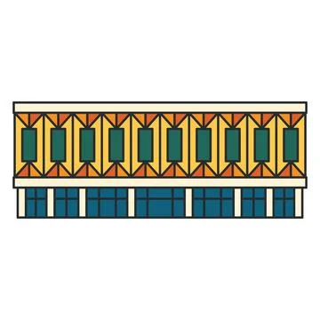 Modern decorative facade isolated on white background. Illustration. Contem.. Stock Illustration
