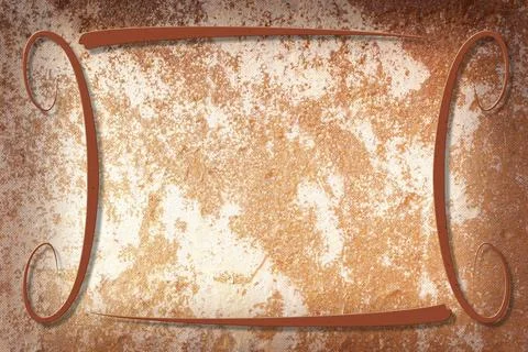 A modern decorative frame with a rusty background with texture. Beige, rust and Illustrazione stock