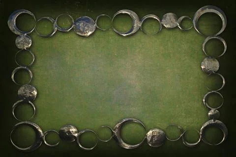 A modern decorative metallic frame with a textured background. Blue, green and Stock Photos