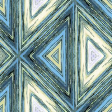 Modern decorative tile with triangle patterns in style crayon sketch Stock Illustration