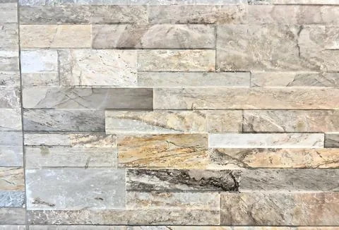 Modern Decorative Wall Cladding with Rectangular Natural Stone Tiles in Bei.. Stock-Fotos