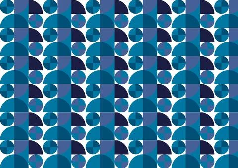 Modern Deep Blue Geometric Seamless Pattern with Abstract Circular Stock Illustration