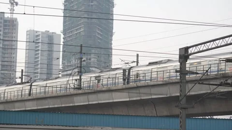 Modern Delhi Metro Platform with Train Tracks and Clean Station Interior Stock Footage 328653661