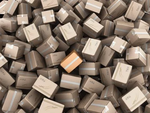 Modern delivery concept mountain from the boxes on a white background 3d rend Stock Illustration