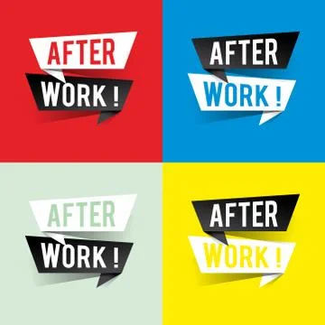 Modern design after work text on speech bubbles. Party concept. Vector illust Stock Illustration
