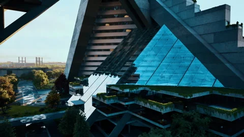 Modern design with angular shapes and a lively landscape Video stock 312381830