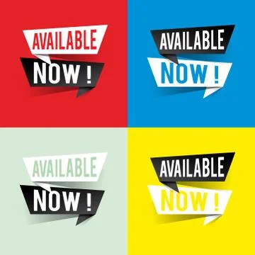 Modern design available now text on speech bubbles concept. Vector illustrati Stock Illustration