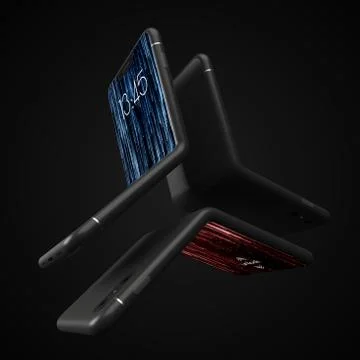 Modern design of bendable smartphone. 3d illustration of brandless phone design. Stock Illustration