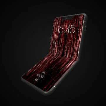 Modern design of bendable smartphone. 3d illustration of brandless phone design. Stock Illustration