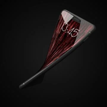 Modern design of bendable smartphone. 3d illustration of brandless phone design. Stock Illustration