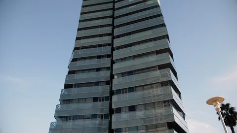 Modern Design Building and reflections. Tracking Shot Stock Footage 98064891