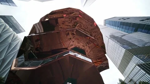 Modern design building of Vessel Hudson Yards in New York City. Urban tourism Stock Footage 163677191