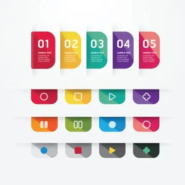 Modern design button tag blank rectangle labels set / can be used for infogra Stock Illustration