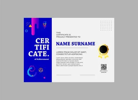 Modern design certificate template with abstract geometric background in ho.. 스톡 일러스트