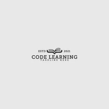 Modern design CODE LEARNING books logo design Stock Illustration
