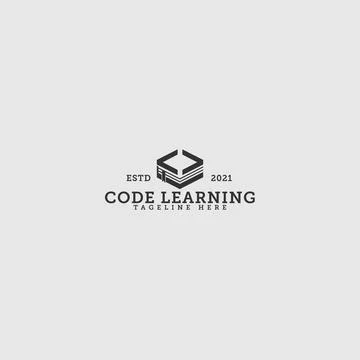 Modern design CODE LEARNING books logo design Stock Illustration