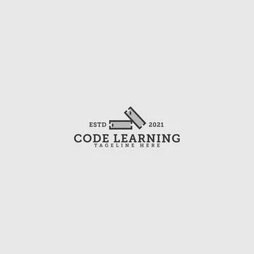 Modern design CODE LEARNING books logo design Stock Illustration