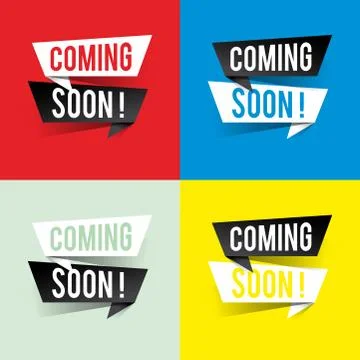 Modern design coming soon text on speech bubbles concept. Vector illustration Stock Illustration