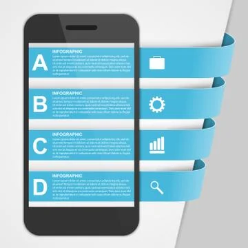 Modern design creative infographic with mobile phone. Vector illustration. Stock Illustration