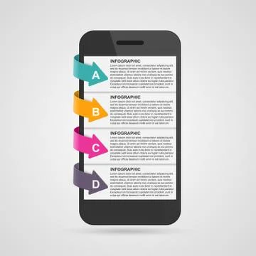 Modern design creative infographic with mobile phone. Vector illustration. Stock Illustration
