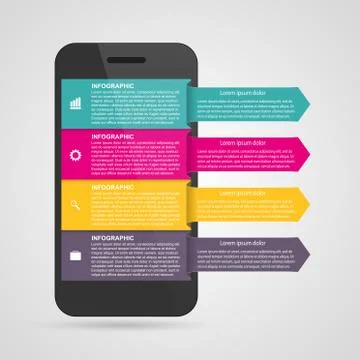 Modern design creative infographic with mobile phone. Vector illustration. Illustrazione stock