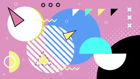 Modern design elements with abstract geometric shapes on soft pink background Stock Footage 295750255