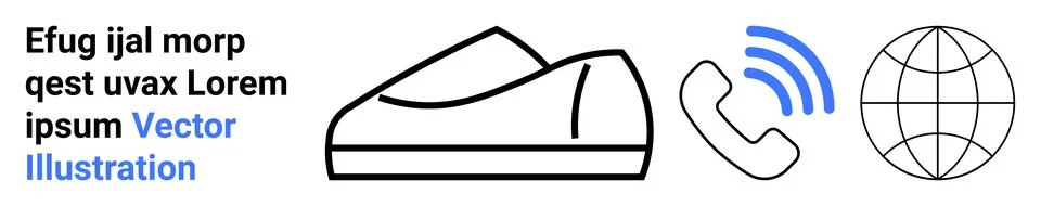 Modern Design Elements Featuring Shoe, Telephone Symbol, and Globe Icon for.. 스톡 일러스트