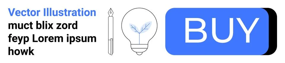 Modern Design Elements with Light Bulb, Pen Icon, and Buy Button for Web an.. Stock Illustration