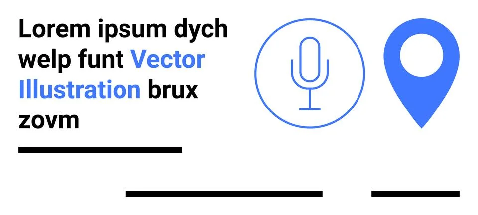 Modern Design Elements with Microphone Icon and Location Pin in Blue Illustrazione stock