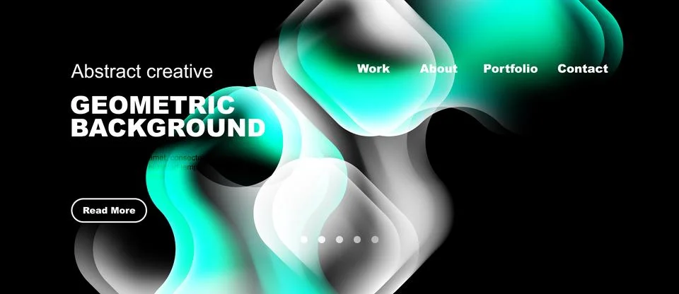 Modern design features flowing shapes, vibrant teal hues, dark backdrop. Text 스톡 일러스트