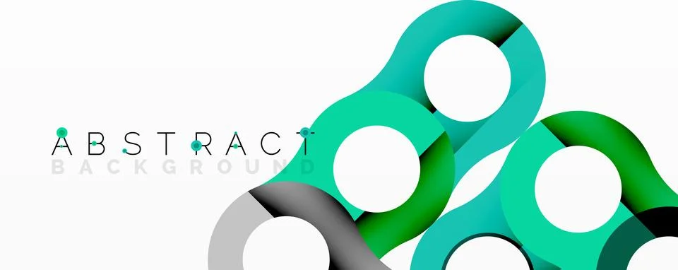 Modern design features interconnected circles, vibrant green hues, gray accents. Stock Illustration