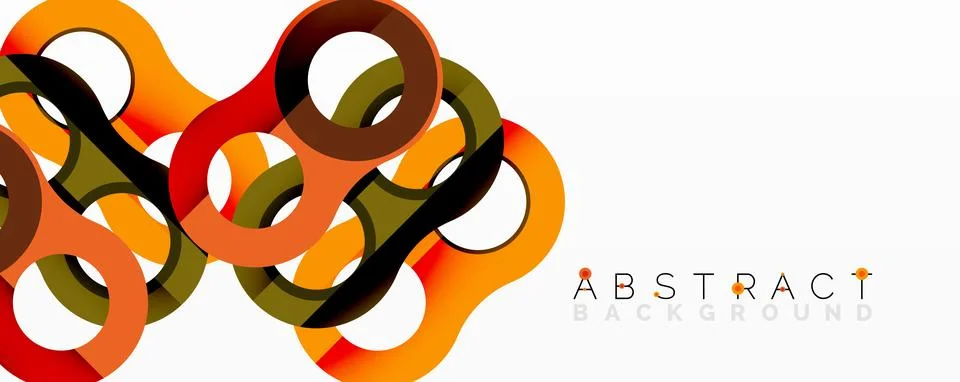Modern design features overlapping circles. Warm colors dominate composition, Stock Illustration