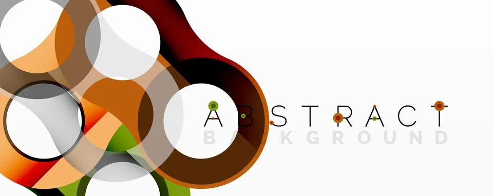 Modern design features overlapping circles, warm colors, plus text reading Stock Illustration