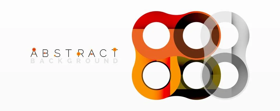 Modern design features overlapping circles. Warm colors blend with cool grays. Stock Illustration