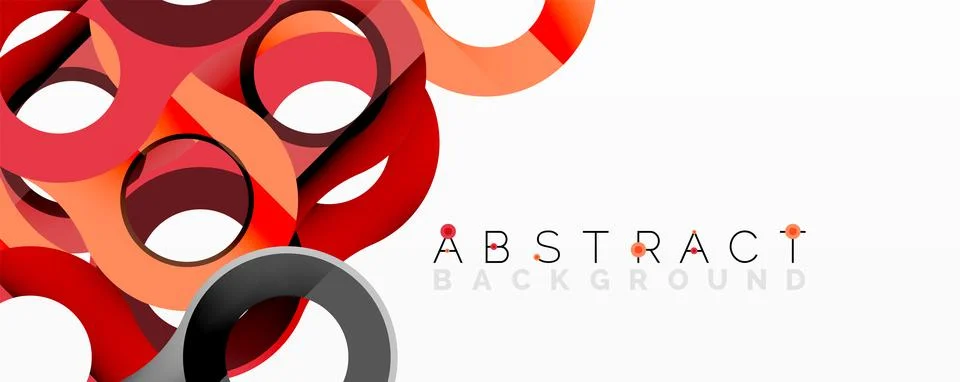 Modern design features overlapping circular shapes. Red, orange, gray hues Stock Illustration