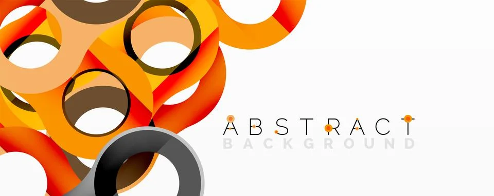 Modern design features overlapping orange circles. Gradient shades create depth, Stock Illustration