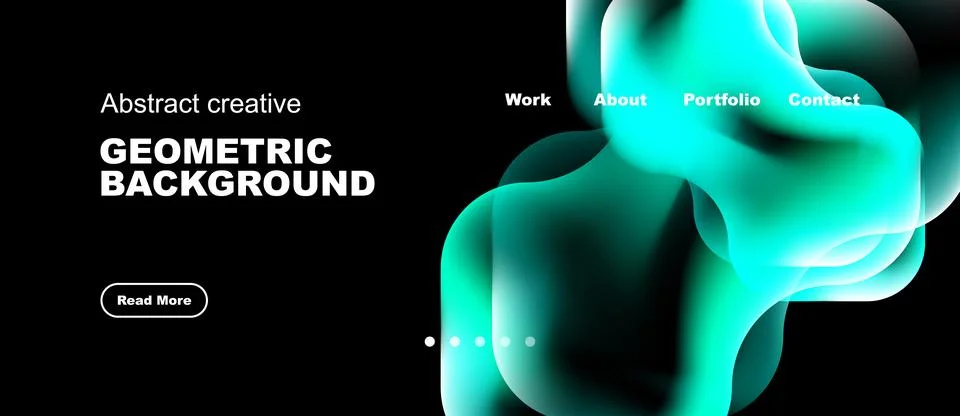 Modern design features vibrant fluid shapes, dark backdrop. Text elements 库存插图