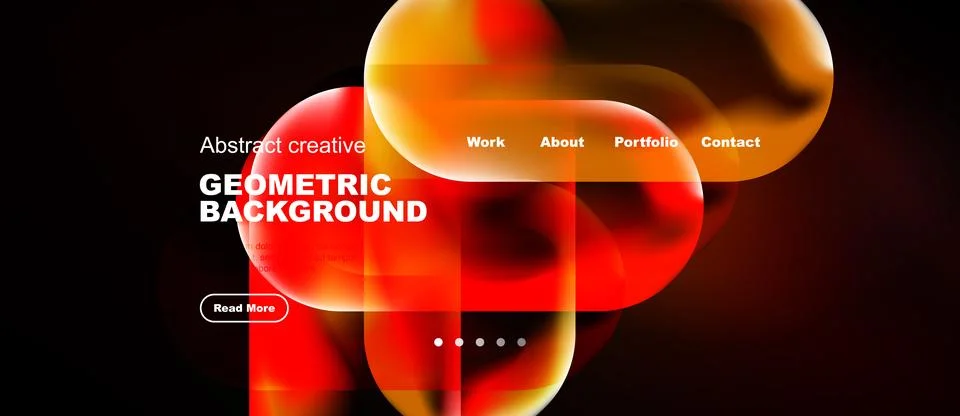 Modern design features vibrant fluid shapes, dark backdrop. Text elements Stock Illustration