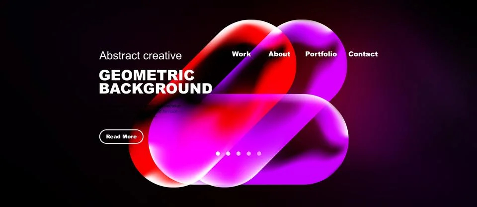 Modern design features vibrant fluid shapes, dark backdrop. Text elements Illustration