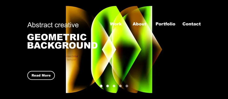 Modern design features vibrant geometric shapes, gradients, text elements. Da Stock Illustration