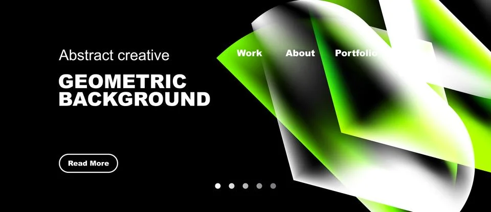 Modern design features vibrant geometric shapes, text overlays, dark backgr.. Stock Illustration