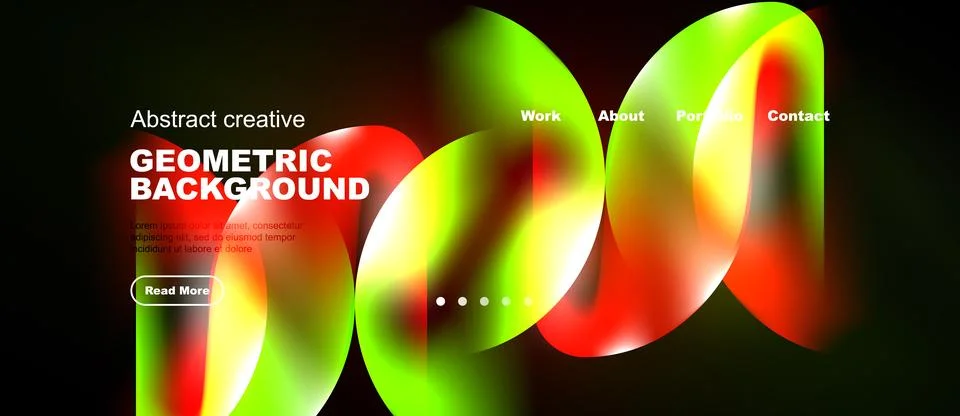 Modern design features vibrant geometric shapes, gradients. Dark background Stockillustratie