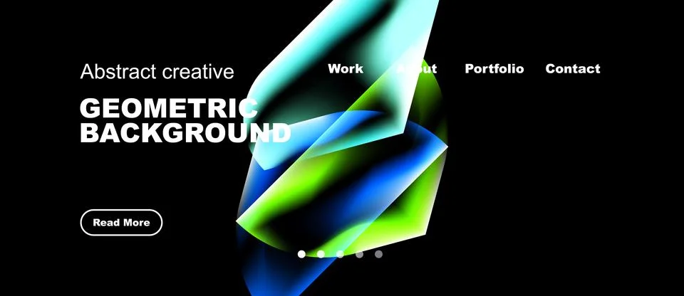 Modern design features vibrant geometric shapes, dark backdrop. Text elements Stock Illustration